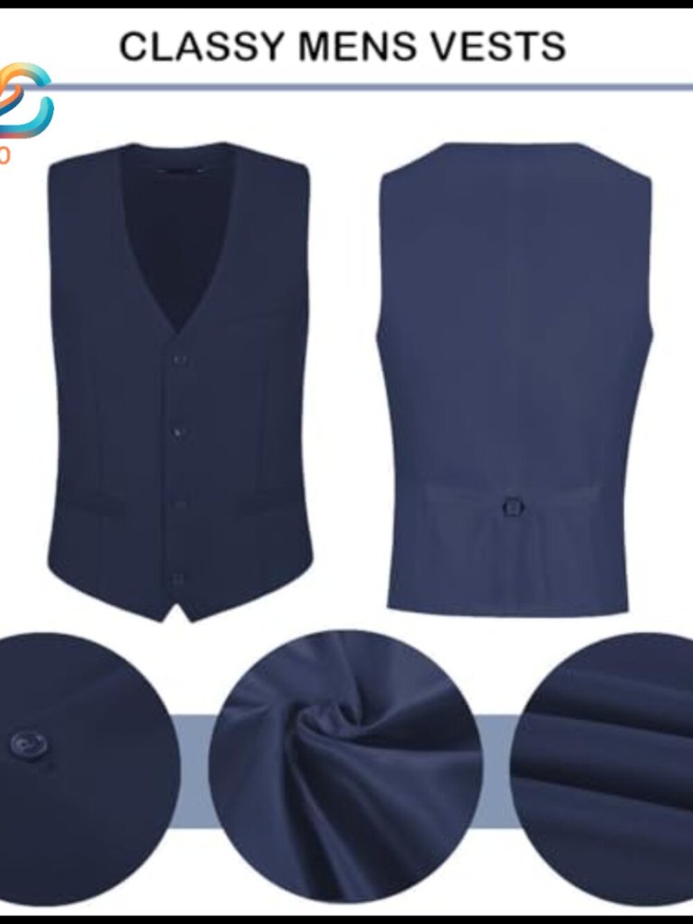 Slim Fit Suit Set Vest and Pants Formal Wedding Prom Business - Picture 4 of 7